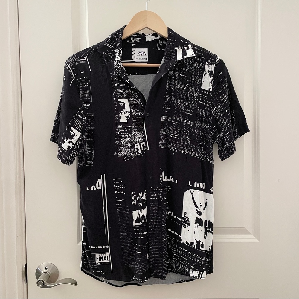 Zara newspaper print shirt
